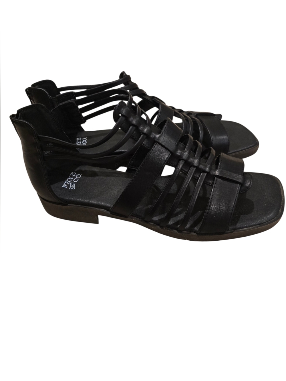 FRYE AND CO. Teaghan Black Strappy Low Block Heel Sandals Size 8.5